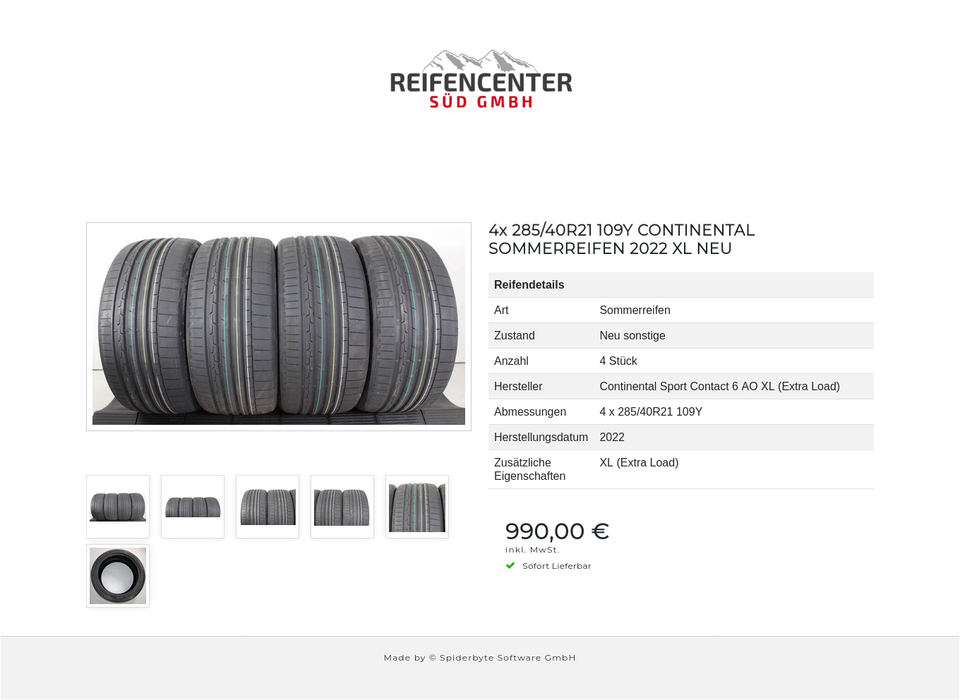 4x 285/40R21 109Y CONTINENTAL SOMMERREIFEN 2022 XL NEU #1X4K – Bild 7