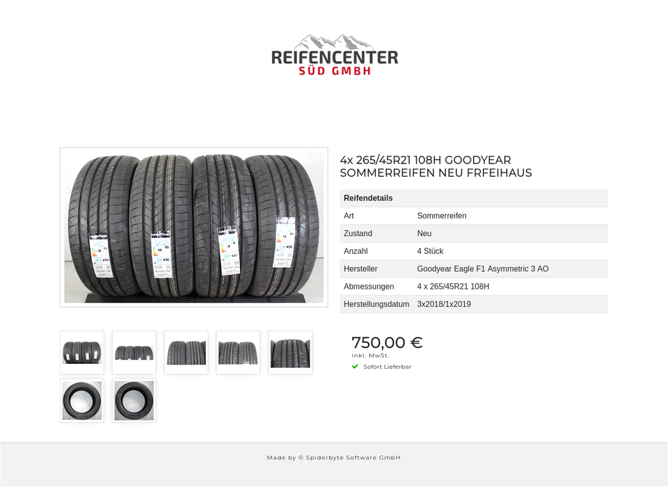 4x 265/45R21 108H GOODYEAR SOMMERREIFEN NEU FRFEIHAUS #1RCT – Bild 8