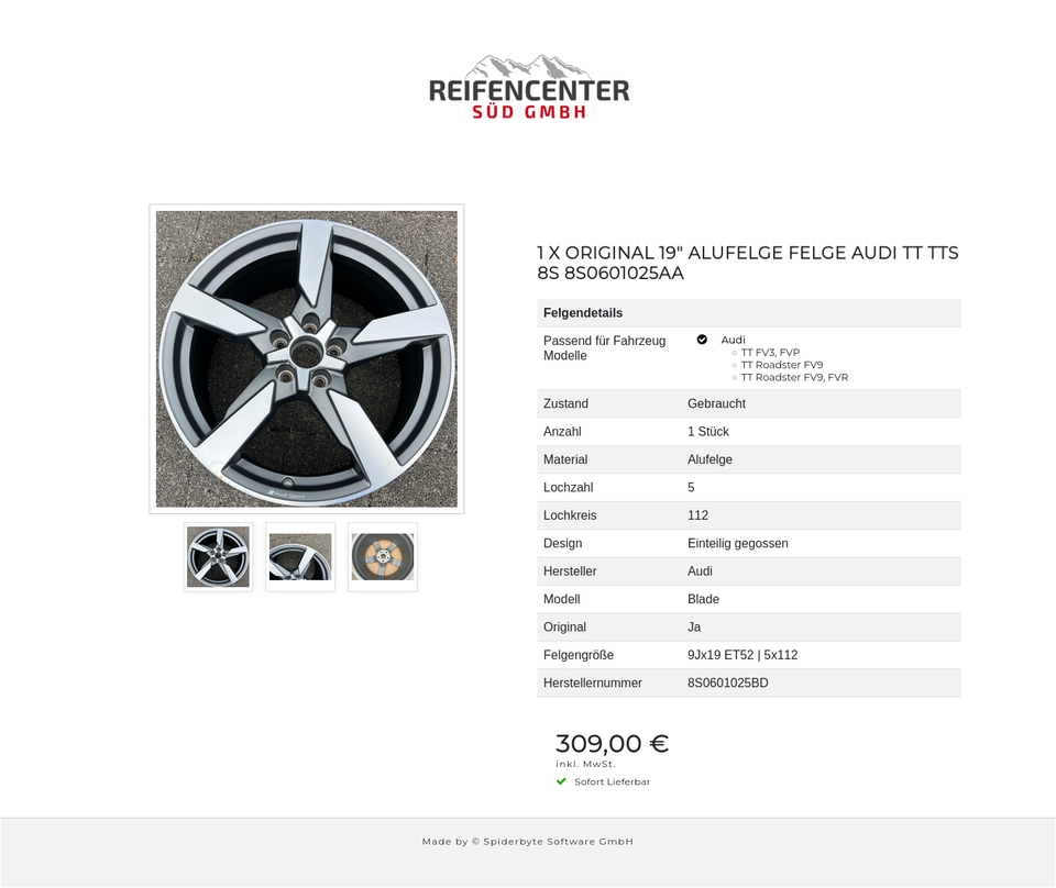 1 X ORIGINAL 19" ALUFELGE FELGE AUDI TT TTS 8S 8S0601025AA #1YJD – Bild 4