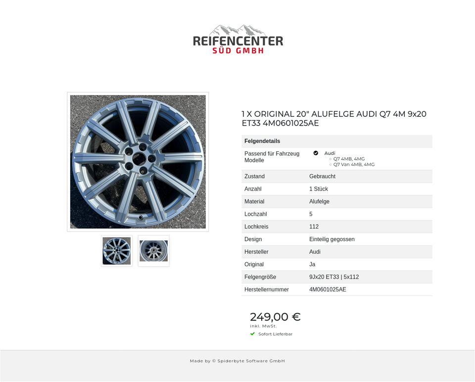 1 X ORIGINAL 20" ALUFELGE AUDI Q7 4M 9x20 ET33 4M0601025AE #1ISN – Bild 3