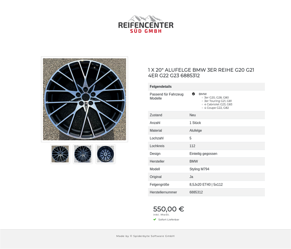 1 X 20" ALUFELGE BMW 3ER REIHE G20 G21 4ER G22 G23 6885312 #1JPQ – Bild 4