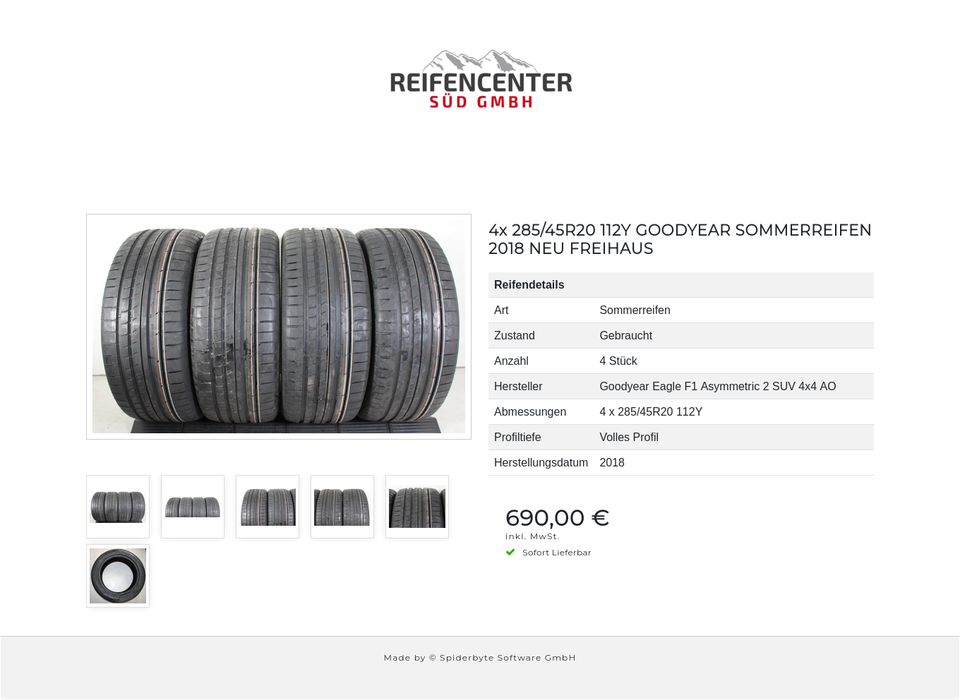 4x 285/45R20 112Y GOODYEAR SOMMERREIFEN 2018 NEU FREIHAUS #1RIN – Bild 7