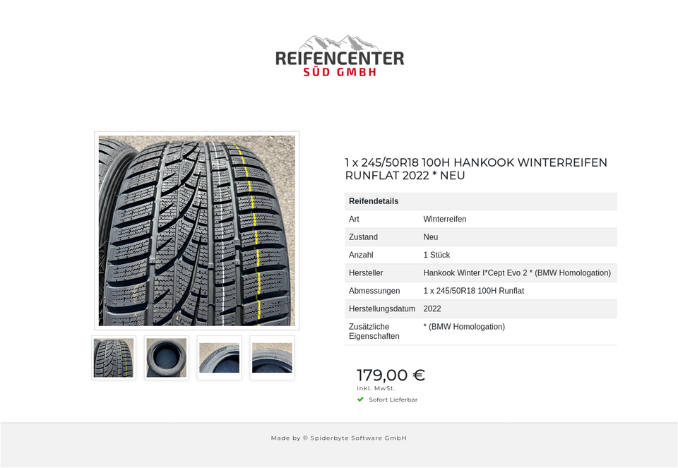 1 x 245/50R18 100H HANKOOK WINTERREIFEN RUNFLAT 2022 * NEU #1OXK – Bild 5