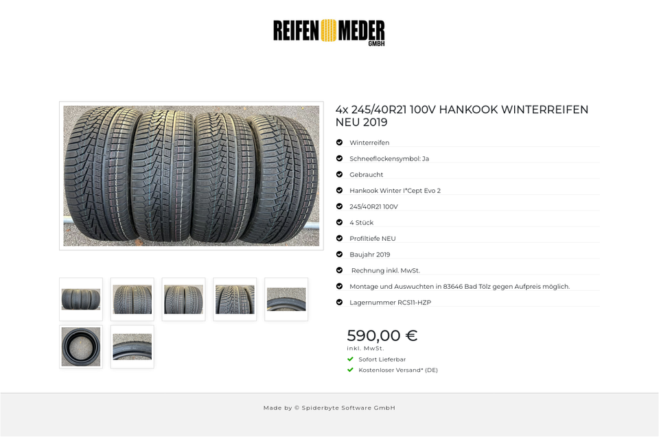 4x 245/40R21 100V HANKOOK WINTERREIFEN NEU 2019 #21IO – Bild 8