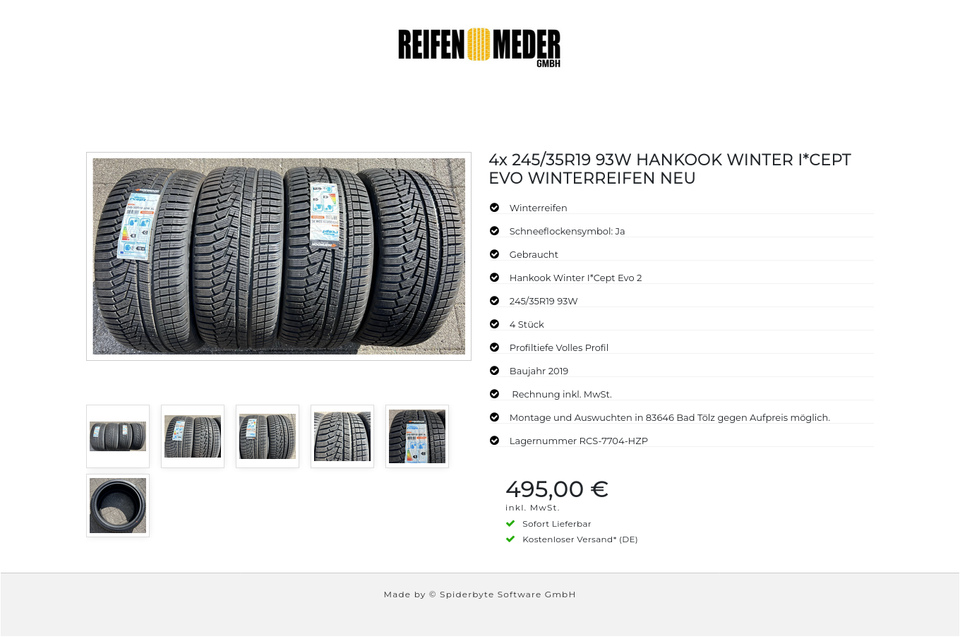 4x 245/35R19 93W HANKOOK WINTER I*CEPT EVO WINTERREIFEN NEU #236C – Bild 7