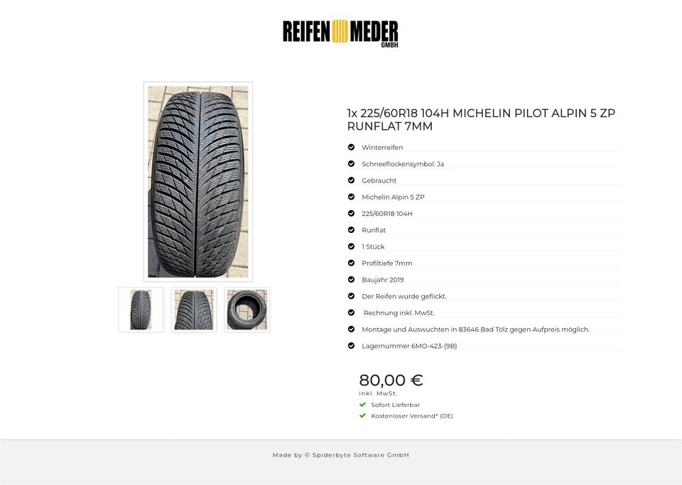 1x 225/60R18 104H MICHELIN PILOT ALPIN 5 ZP RUNFLAT 7MM #177E – Bild 4