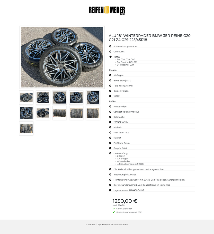 ALU 18" WINTERRÄDER BMW 3ER REIHE G20 G21 Z4 G29 225/45R18 #196K – Bild 12
