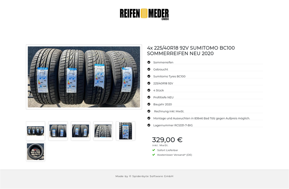 4x 225/40R18 92V SUMITOMO BC100 SOMMERREIFEN NEU 2020 #12JB – Bild 7