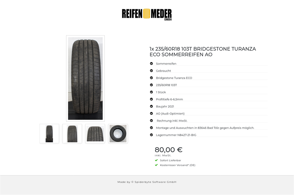 1x 235/60R18 103T BRIDGESTONE TURANZA ECO SOMMERREIFEN AO #1H9Q – Bild 5