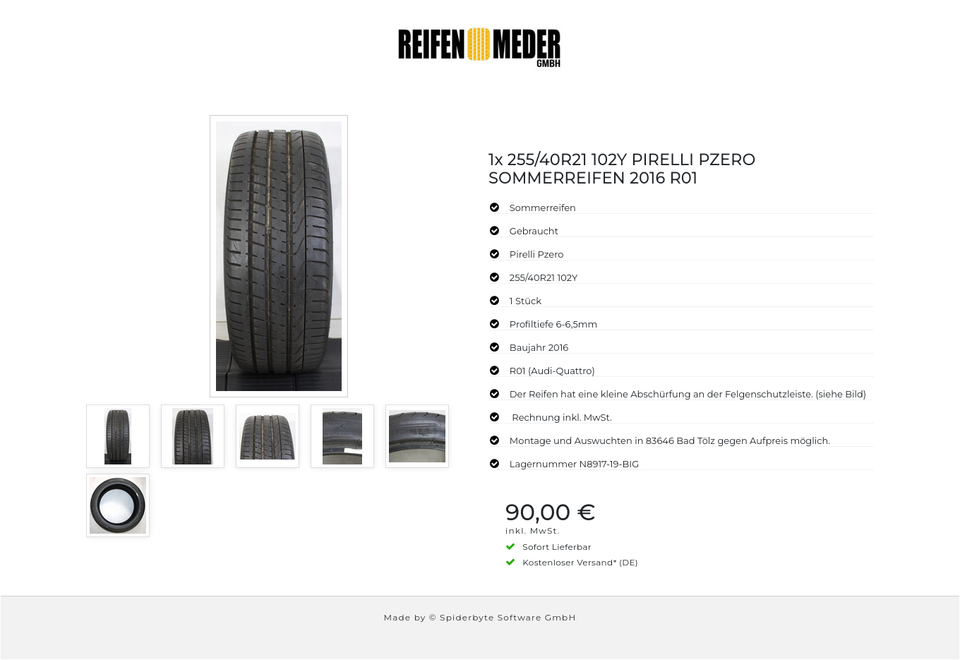 1x 255/40R21 102Y PIRELLI PZERO SOMMERREIFEN 2016 R01 #1J2Z – Bild 7