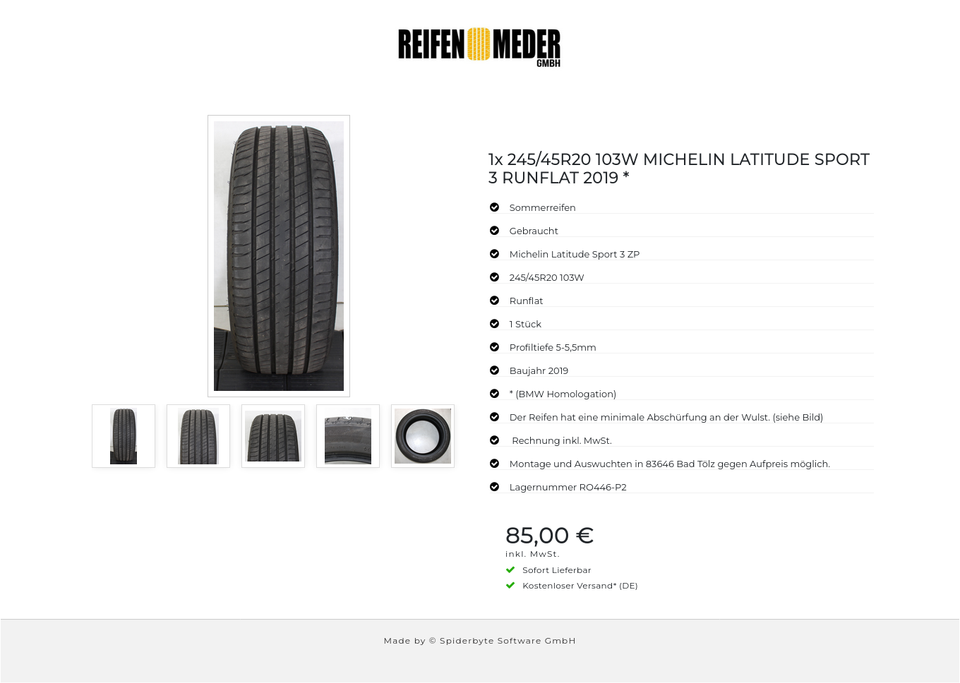 1x 245/45R20 103W MICHELIN LATITUDE SPORT 3 RUNFLAT 2019 * #1RKX – Bild 6