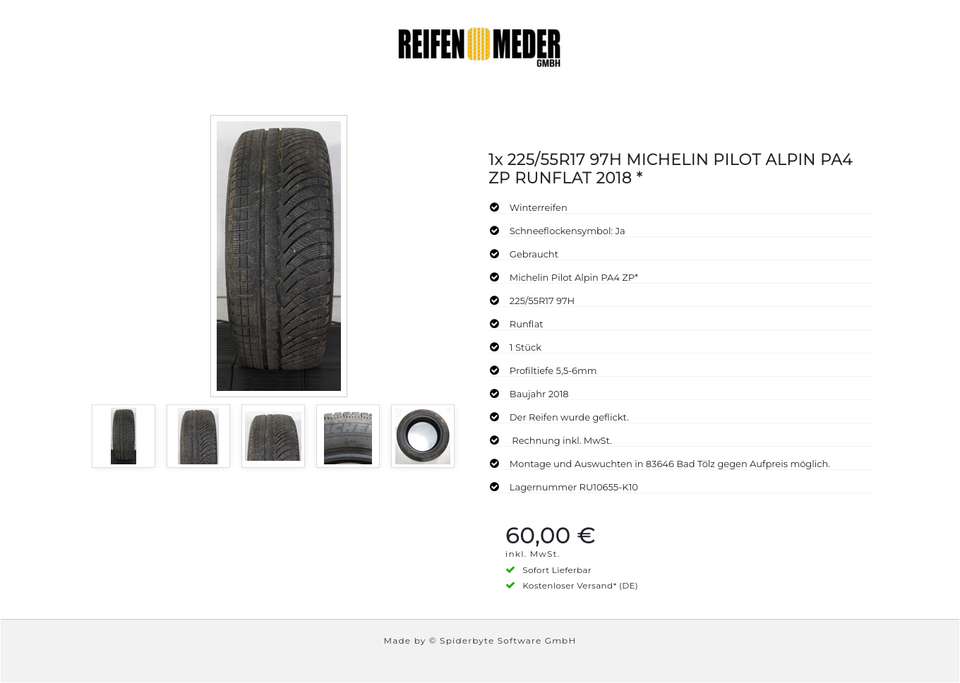 1x 225/55R17 97H MICHELIN PILOT ALPIN PA4 ZP RUNFLAT 2018 * #1QXE – Bild 6