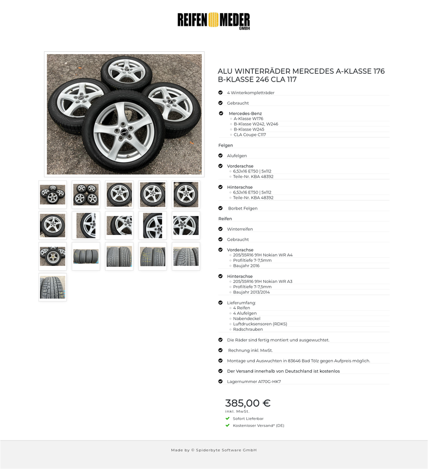 ALU WINTERRÄDER MERCEDES A-KLASSE 176 B-KLASSE 246 CLA 117 #1D6H – Bild 17