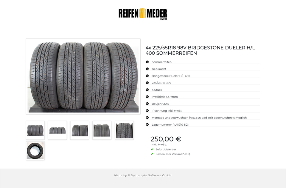 4x 225/55R18 98V BRIDGESTONE DUELER H/L 400 SOMMERREIFEN #1UWS – Bild 7