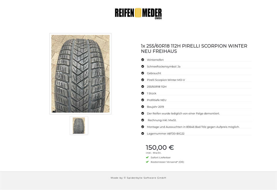 1x 255/60R18 112H PIRELLI SCORPION WINTER NEU FREIHAUS #1Q9J – Bild 2