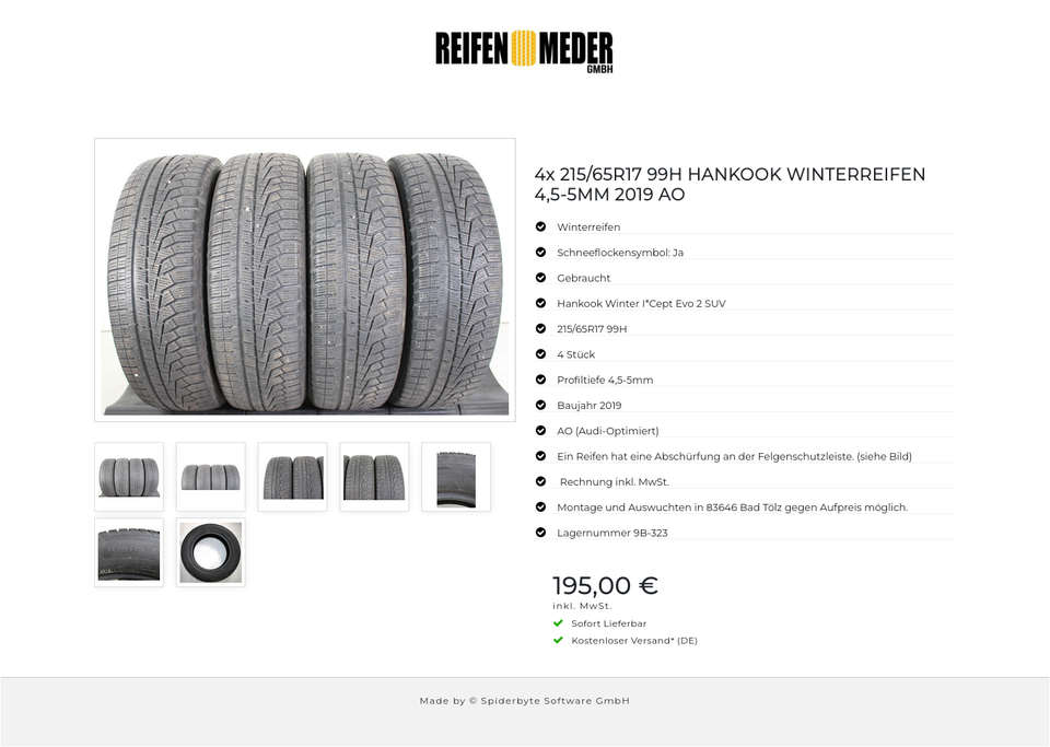4x 215/65R17 99H HANKOOK WINTERREIFEN 4,5-5MM 2019 AO #1QEJ – Bild 8