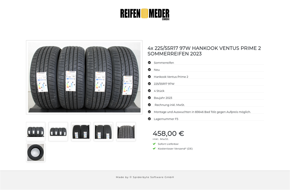 4x 225/55R17 97W HANKOOK VENTUS PRIME 2 SOMMERREIFEN 2023 #1IWS – Bild 7