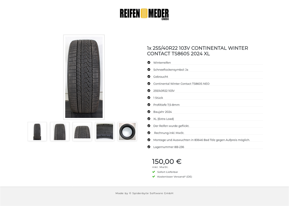 1x 255/40R22 103V CONTINENTAL WINTER CONTACT TS860S 2024 XL #1SHR – Bild 6