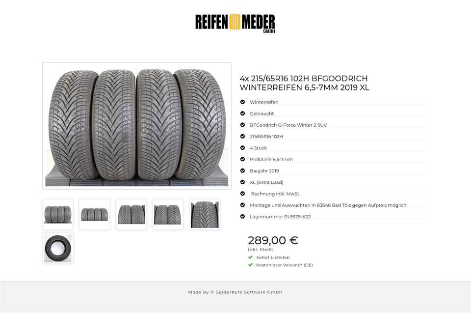 4x 215/65R16 102H BFGOODRICH WINTERREIFEN 6,5-7MM 2019 XL #1KJW – Bild 7