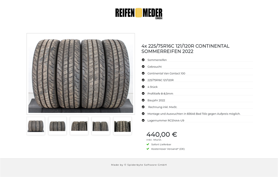4x 225/75R16C 121/120R CONTINENTAL SOMMERREIFEN 2022 #1AWQ – Bild 6