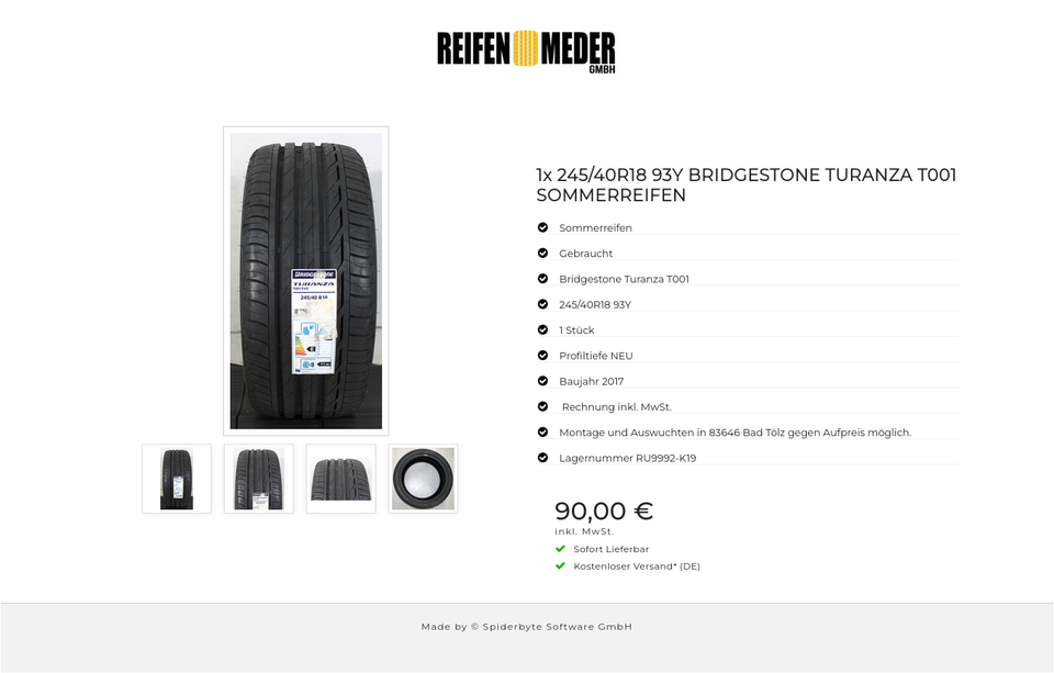 1x 245/40R18 93Y BRIDGESTONE TURANZA T001 SOMMERREIFEN #1MDN – Bild 5