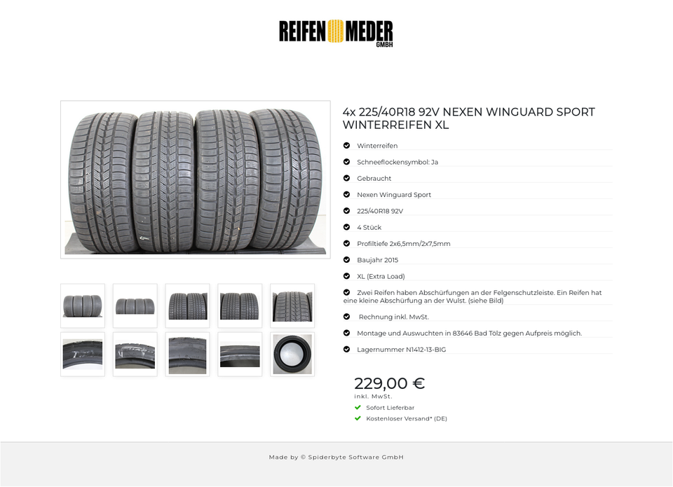 4x 225/40R18 92V NEXEN WINGUARD SPORT WINTERREIFEN XL #1IZQ – Bild 11