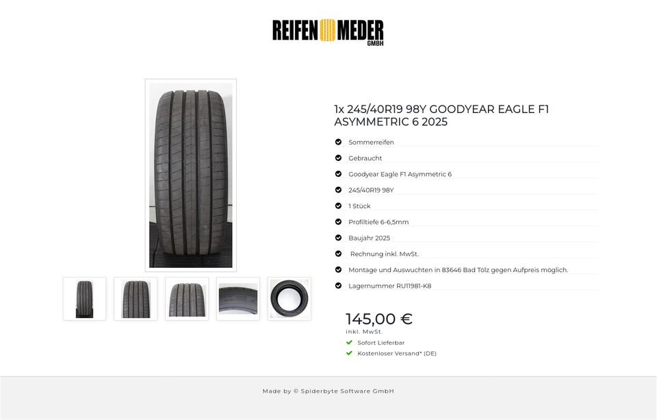 1x 245/40R19 98Y GOODYEAR EAGLE F1 ASYMMETRIC 6 2025 #23PG – Bild 6