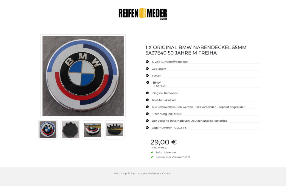 1 X ORIGINAL BMW NABENDECKEL 55MM 5A37E40 50 JAHRE M FREIHA #1T4L – Bild 5