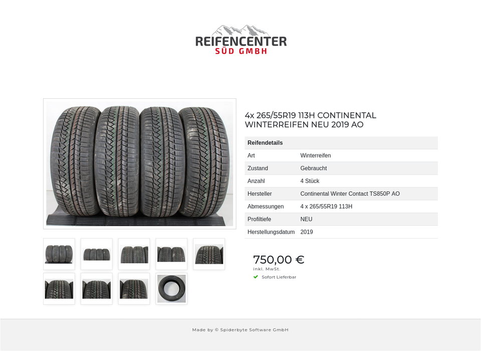 4x 265/55R19 113H CONTINENTAL WINTERREIFEN NEU 2019 AO #231N – Bild 10