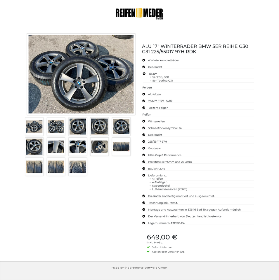 ALU 17" WINTERRÄDER BMW 5ER REIHE G30 G31 225/55R17 97H RDK #14LV – Bild 14