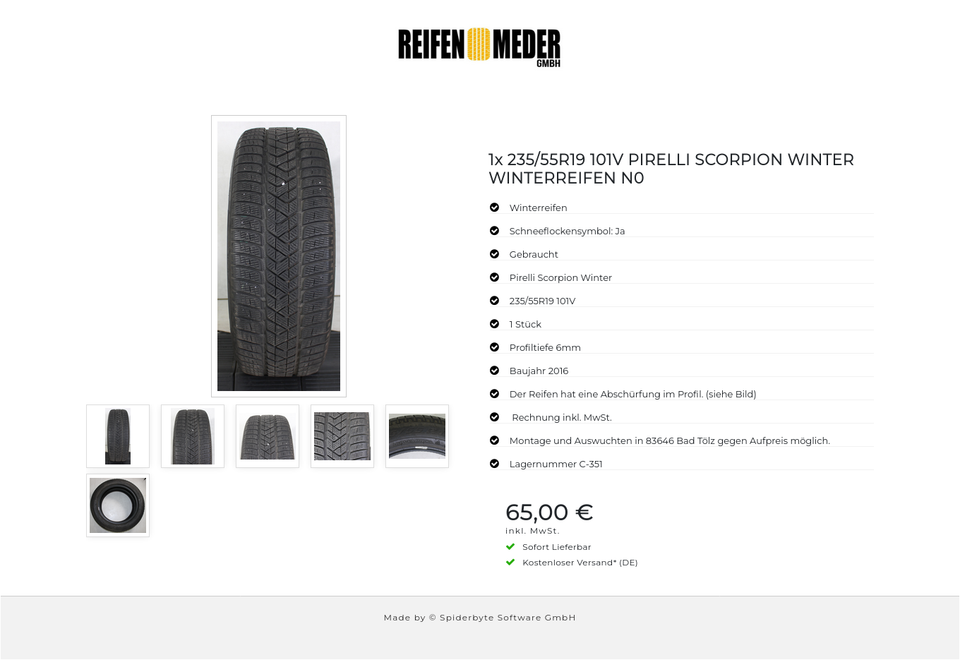 1x 235/55R19 101V PIRELLI SCORPION WINTER WINTERREIFEN N0 #1OTC – Bild 7