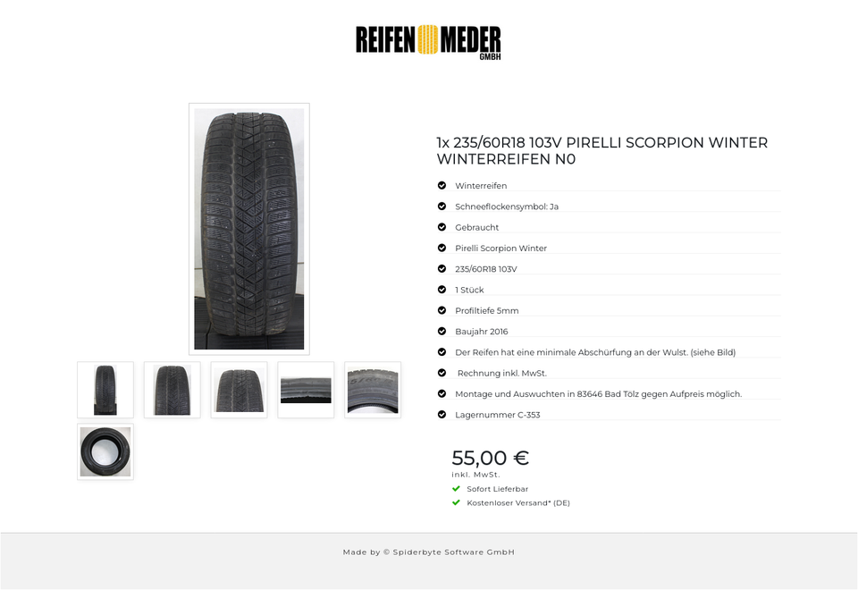 1x 235/60R18 103V PIRELLI SCORPION WINTER WINTERREIFEN N0 #1OTE – Bild 7