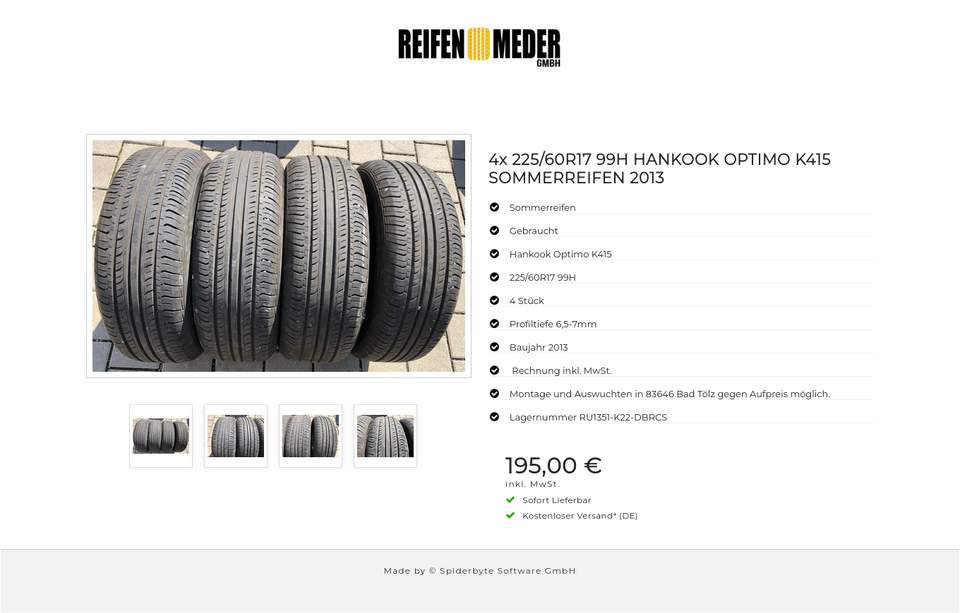 4x 225/60R17 99H HANKOOK OPTIMO K415 SOMMERREIFEN 2013 #2895 – Bild 5