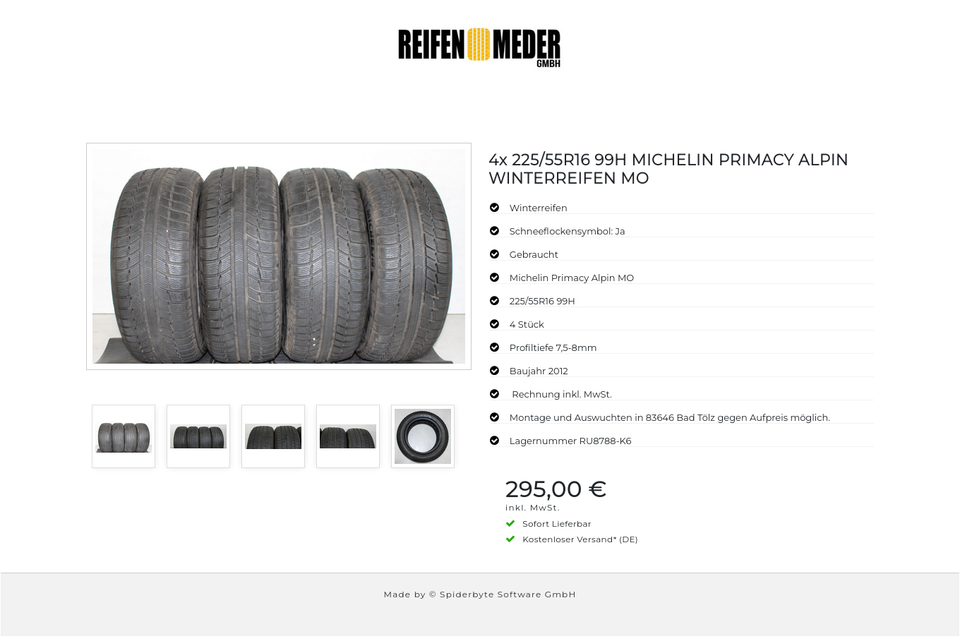 4x 225/55R16 99H MICHELIN PRIMACY ALPIN WINTERREIFEN MO #1IPV – Bild 6