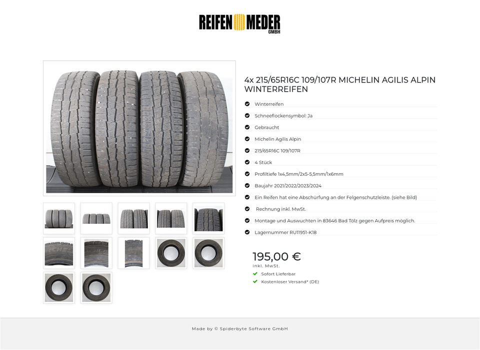 4x 215/65R16C 109/107R MICHELIN AGILIS ALPIN WINTERREIFEN #239Q – Bild 13