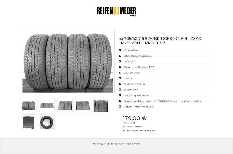 4x 205/60R16 92H BRIDGESTONE BLIZZAK LM-25 WINTERREIFEN * #1X8A – Bild 8