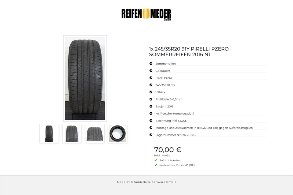1x 245/35R20 91Y PIRELLI PZERO SOMMERREIFEN 2016 N1 #1ERH – Bild 5