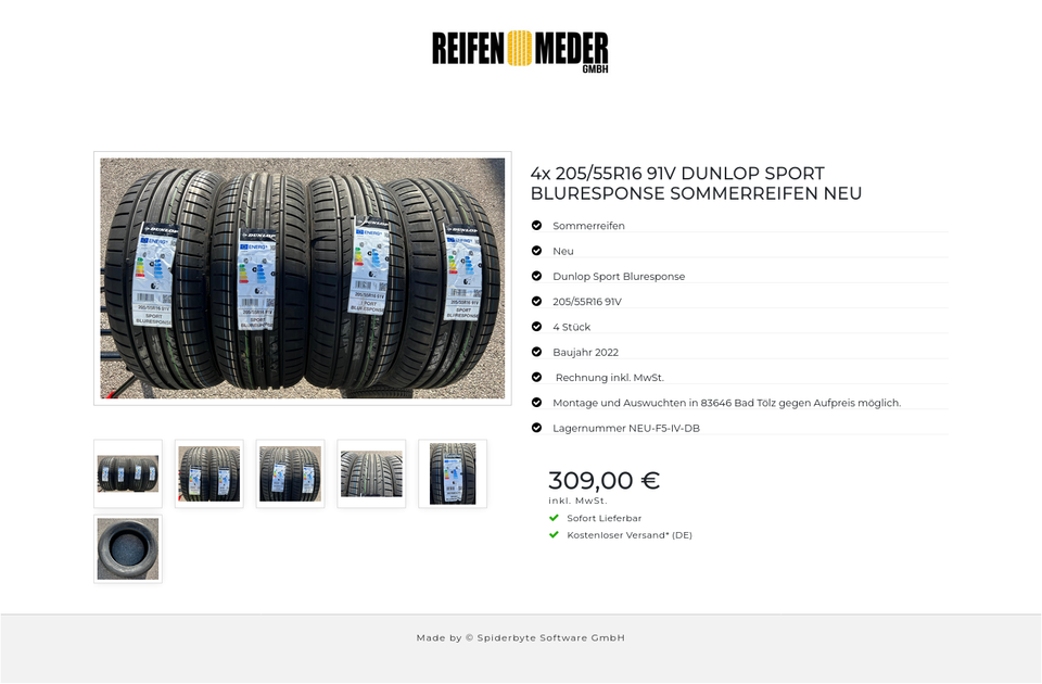 4x 205/55R16 91V DUNLOP SPORT BLURESPONSE SOMMERREIFEN NEU #1ACG – Bild 7