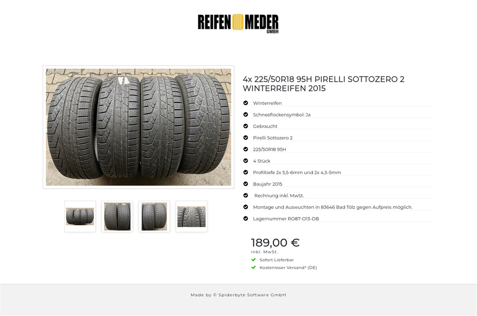 4x 225/50R18 95H PIRELLI SOTTOZERO 2 WINTERREIFEN 2015 #6410 – Bild 5