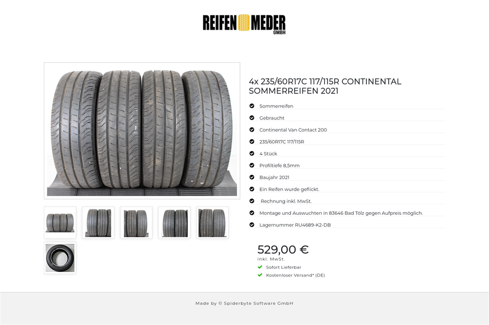 4x 235/60R17C 117/115R CONTINENTAL SOMMERREIFEN 2021 #142G – Bild 7