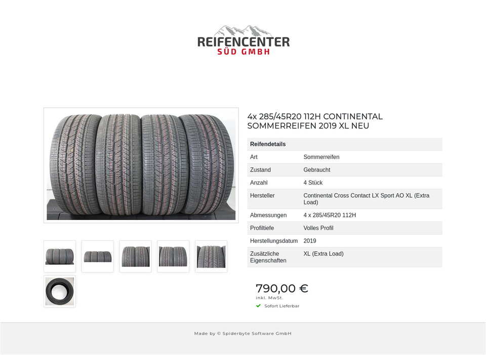 4x 285/45R20 112H CONTINENTAL SOMMERREIFEN 2019 XL NEU #1XHU – Bild 7