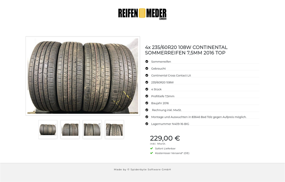 4x 235/60R20 108W CONTINENTAL SOMMERREIFEN 7,5MM 2016 TOP #6560 – Bild 5