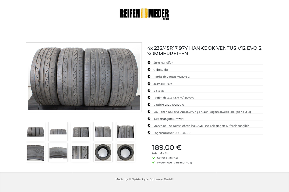 4x 235/45R17 97Y HANKOOK VENTUS V12 EVO 2 SOMMERREIFEN #208Y – Bild 11