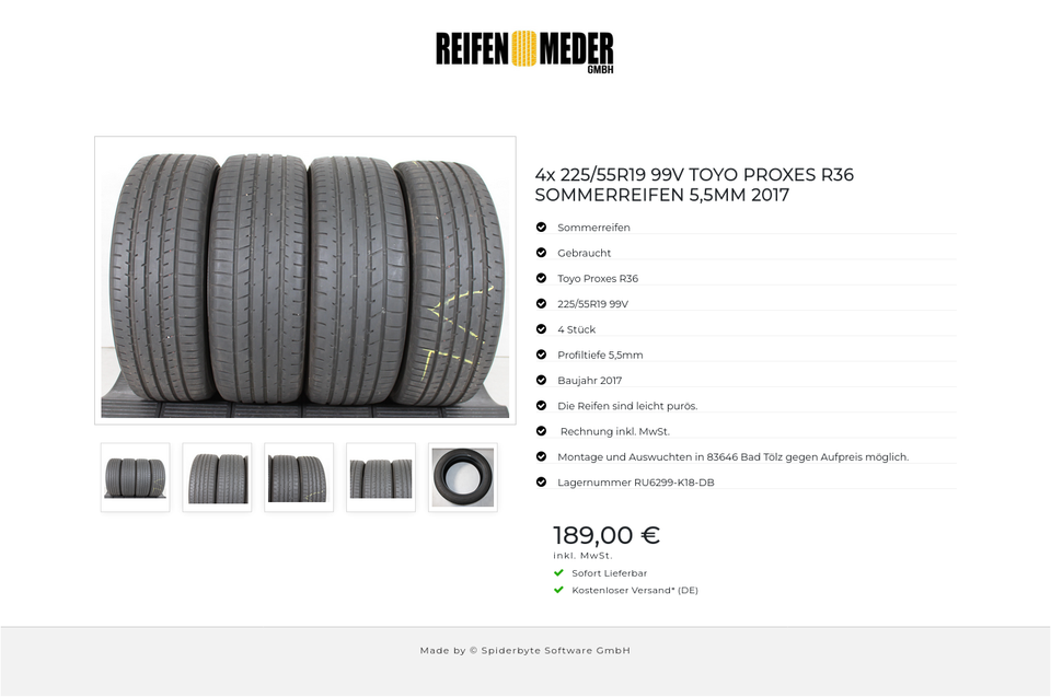 4x 225/55R19 99V TOYO PROXES R36 SOMMERREIFEN 5,5MM 2017 #194A – Bild 6