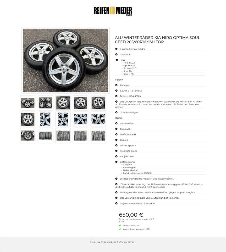 ALU WINTERRÄDER KIA NIRO OPTIMA SOUL CEED 205/60R16 96H TOP #1B6B – Bild 16