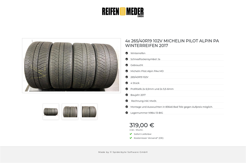 4x 265/40R19 102V MICHELIN PILOT ALPIN PA WINTERREIFEN 2017 #5070 – Bild 4