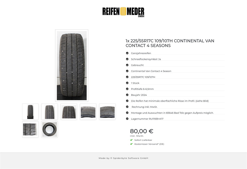 1x 225/55R17C 109/107H CONTINENTAL VAN CONTACT 4 SEASONS #237P – Bild 8