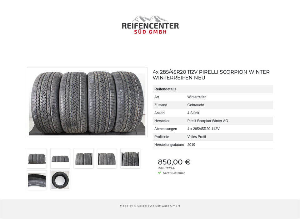 4x 285/45R20 112V PIRELLI SCORPION WINTER WINTERREIFEN NEU #23UK – Bild 8