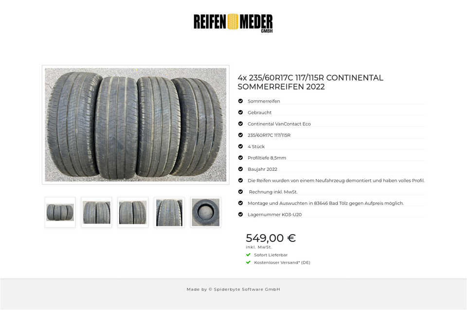 4x 235/60R17C 117/115R CONTINENTAL SOMMERREIFEN 2022 #1ACZ – Bild 6