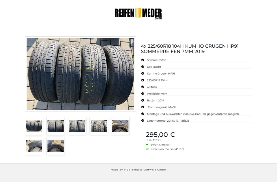 4x 225/60R18 104H KUMHO CRUGEN HP91 SOMMERREIFEN 7MM 2019 #6231 – Bild 8